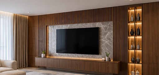 Photorealistic tv wall & panelling design concept